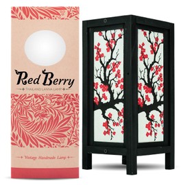 Thai Vintage Handmade Asian Oriental Japanese Sakura Flower Bedside Table Light or Floor Wood Paper Lamp Shades Home Bedroom Garden Decor Modern (Japanese Sakura O)