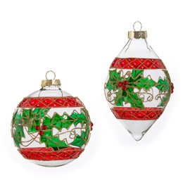 Raz Imports 2024 Christmas Traditions 4"" Holly Ornament, Assorted of 2, Red, 4412518
