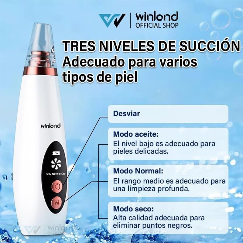 Winland Aspirador de puntos negros eléctrico, herramienta limpiadora de puntos