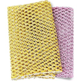 Heavy Duty Dish Scrubbers, Non-Scratch Scouring Pads - Odorless &amp; Long Lasting Mesh Dish Cloth - Replace Sponges - Kitchen, Floor and Bathroom Usage - Made in Korea - Color: 2pcs Scourer (1pk of 2)