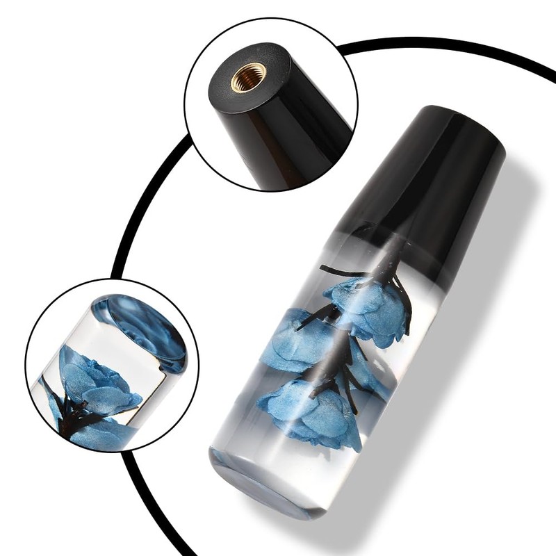 Blueshyhall Blue Flower Crystal Shift Knob, Gear Stick Shifter Lever