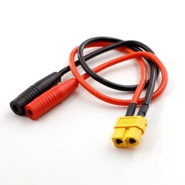 JIECHUN 2pcs Amass XT60 Female to 4mm Banana Bullet Female Connector Adapter Cable 14awg 30cm for iSDT Charger