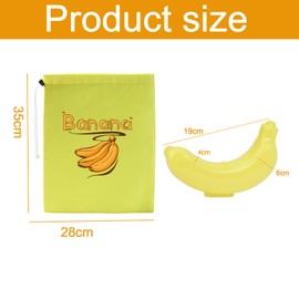 AMBEERT Banana Case, Banana Bag, Banana Holder, Yellow Banana Protector Case, Portable Banana Case for Lunch Box, Banana Bags for Storing, Banana Box for Fruit and Candy Travel Lunch (2 Boxes+1Bag)