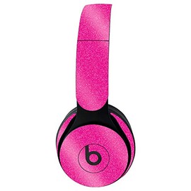MightySkins Glossy Glitter Skin for Beats Solo Pro Wireless Headphones - Solid Hot Pink | Protective, Durable High-Gloss Glitter Finish | Easy to Apply, Remove, and Change Styles | Made in The USA