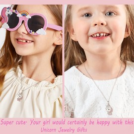 Ever Faith Unicorn Necklace for Girls, 925 Sterling Silver Pink CZ Crown Unicorn Pendant Necklace, Birthday Gift for Daughter Granddaughter