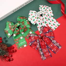 6PCS Christmas Hair Bows for Women, Christmas Bow Tree Snowflake Hair Clips Red Green Plaid Hair Ribbon Barrettes Holiday Cheer Bow Christmas Outfit Accessories Gifts (Pattern B)