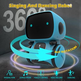 KaeKid KaeKid Robot Toy for Kids Children, Interactive Smart Robots with Touch Sensor, Voice Control, Speech Recognition, Singing, Dancing, Walking, Recording & Repeating, Intelligent Educational Robotic Toys, Gifts for 3 4 5 6 7 8 9 Year Old Boys GirlsBlue