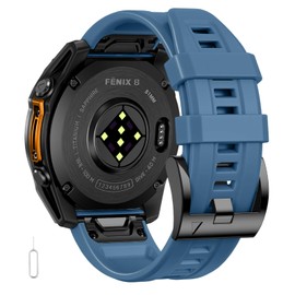 26mm Silicone Watch Band Compatible with Garmin Fenix 6X Pro Band Fenix 7X/ 8 51mm, Soft Silicone Sport Quickfit Wristband Strap for Instinct 2X/ Enduro 2 3/ Descent Mk1/Mk2/Mk2i/Mk3i 51mm