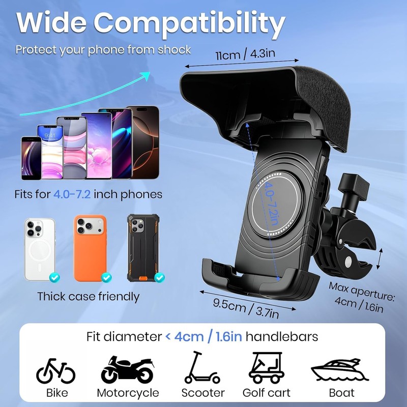 Boat Phone Holder Marine with Mount Sunshade for Bike ,Kayak,Motorcycle