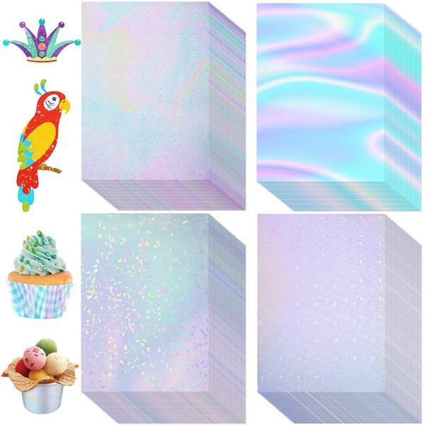 108 Sheets Holographic Sticker Paper Clear A4 Vinyl Sticker Paper