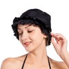 aoozleny Swimming Cap Quick Drying Ruffled Edge Black Swimming Cap