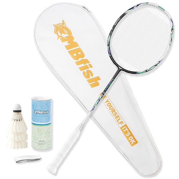 MBFISH Badminton Racket Set, Equipped with 1 Carbon Fiber Badminton
