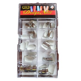 Fat-catz-copy-catz Box of 70 Professional Salon quality Chrome shiny Silver false full short nails