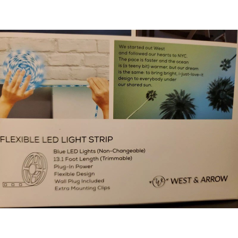 West & Arrow Flexible Light Strip Blue LEDs 13.1ft Length