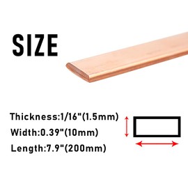 Tynulox 1/16" × 0.4" × 8" Copper Flat Bar, 99.9% Copper Bar Stock, 14Ga Pure Copper Strip for Electroplating, Jewelry Plating (1.5 * 10 * 200mm)