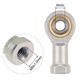 TA-VIGOR 4PCS SI6T/K 6mm Rod End Bearing M6x1.0 Female Left-Hand Thread, Cast Iron Rod End Joint for Mechanical Linkage and Industrial Automation