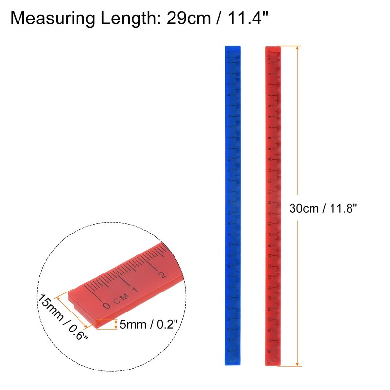 sourcing map 3pcs Whiteboard Magnetic Ruler 29cm Metric Blackboard Straight
