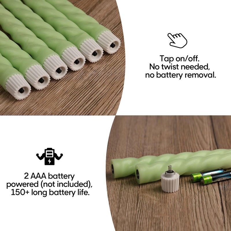 Girimax Spiral Flameless Taper Candles with Remote, Green Candles Battery