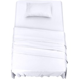 Utopia Bedding 3 Piece Bed Sheet Set Single, White – Fitted Sheet, Flat Sheet with 1 Pillow Case 50x75 – Wrinkle, Shrinkage and Fade Resistant – Soft Brushed Polyester Microfiber Fabric