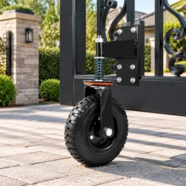 Spring Loaded Gate Caster Wheel for Wooden & Metal Gates – 360° Swivel Support for Uneven Outdoor Surfaces