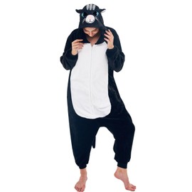NEWCOSPLAY Unisex Adult Black Cat Onesie Pajamas Animal One Piece Costume Cosplay Sleepwear (Black Cat, Small)