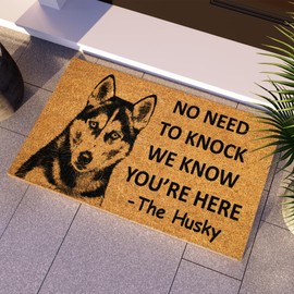 Husky Door Mat, Husky We Know You are Here Door Mats, Funny Doormat, Dobermans Welcome Coir Mats