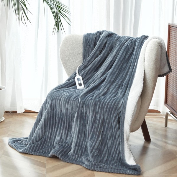 SNUGSUN Heated Blanket Throw Size, Soft and Cozy Electric Heating