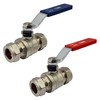 2X Lever Ball Valves (15mm) Full Bore with Red &