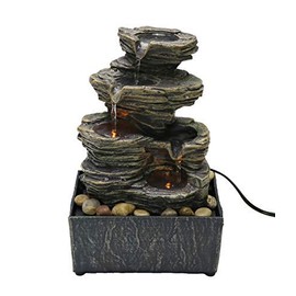 Nature's Mark 9" Cascading Tabletop Water Fountain with Natural River Rocks and LED Lights (Power Cord Attached)