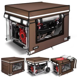GUYISS Running Generator Cover. 32"L×24"W×24"H Generator Cover, Top Can Be Opened for Refueling, 900D+210D Heavy Duty Waterproof, PVC Transparent Visual Operation Window, Coffee