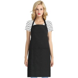 [2 PACK] J. Adler 5 Pockets Bib Apron | 32 x 34 Inches, 100% Cotton | Adjustable, Full Size, Commercial Grade, Unisex Aprons | Black