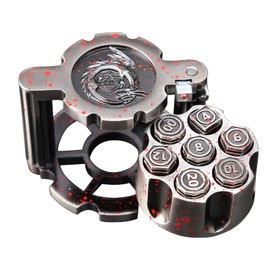 Polyhedral Dice Set, Metal Polyhedral Bullet Set 7 Metal Bullet Dice with Spinning Revolver Cylinder Dice Case for TRPG Board Games, Silver