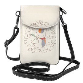 Natsume's Book of Friends Nyanko Sensei Cat Smartphone Pouch Women's Genuine Leather Shoulder Bag Men's Thin Lightweight Smartphone Pochette Popular Cute Wallet Mini Pouch Crossbody Bag High 7.6 x