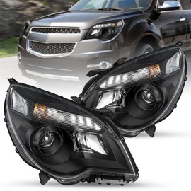 JSBOYAT [Halogen Type Projector Headlight Assembly Fit 2010-2015 Chevy Equinox Headlamp Black Housing with Clear Reflector