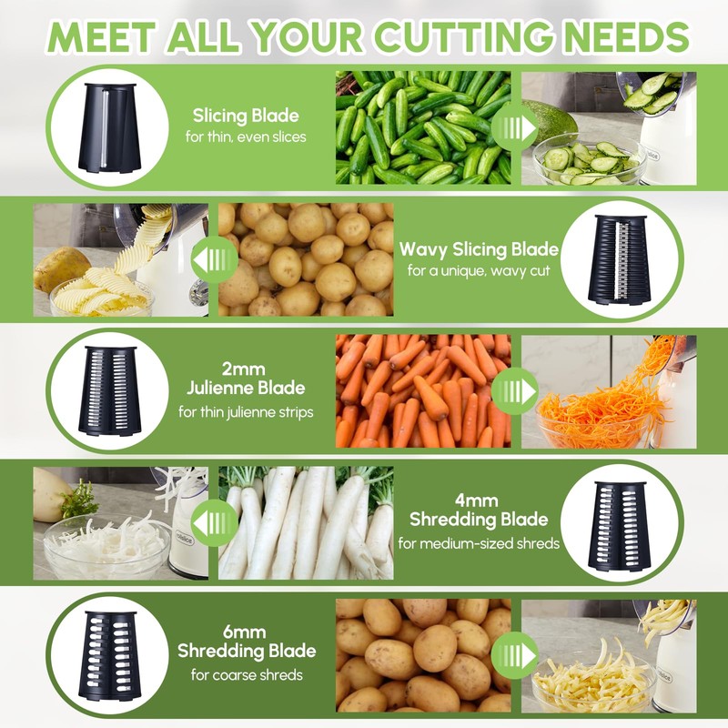 ROLLKITCHEN Rotary Cheese Grater with Handle – Vegetable Slicer &