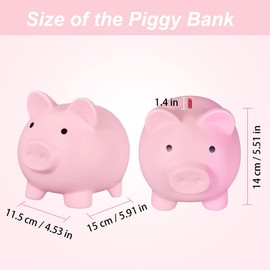 Piggy Bank for Kids Boys Girls,Cute Pink Coin Money Bank Plastic Unbreakable,Saving Coin Pot with Bottom Rotating Lid for Nursery Decor Keepsake,Gift for Kids