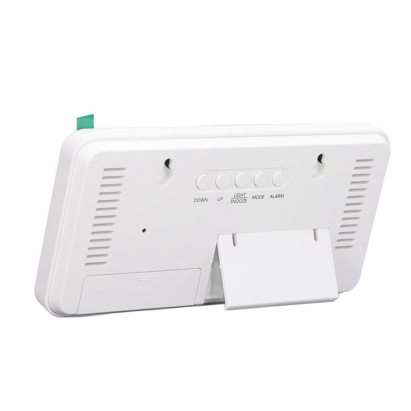 White Digital Alarm Clock with LED Mirror Screen Fashion Electronic