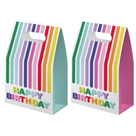 Folat 27799 Birthday and Party Decoration Colourful - Gift Bags - Stripetastic - Pack of 6 - Party Accessories for Children and Adults