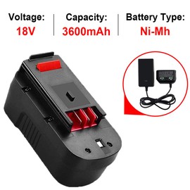Masione 3.6Ah Ni-Mh Battery for Black & Decker 18V Battery HPB18
