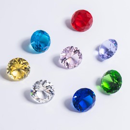 QIANCHANG 8pcs 30mm Crystal Diamond Paperweight, Multi Color Glass Faceted Gems Jewels for Home Party Decoration
