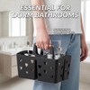 Black Portable Shower Caddy, Plastic Basket Organizer with Wooden Handle