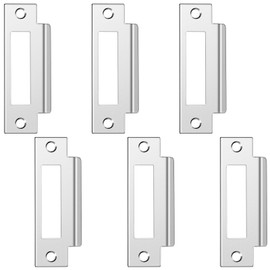 Haiabei 6Pcs 4-7/8" Zinc Plated Strike Plate Universal Door Strike Plate Replacement Lock Strike Plate T Strike Deadbolt Strike Plate Door Backplate Iron with Brushed Zinc Finish for Use(Large Hole)