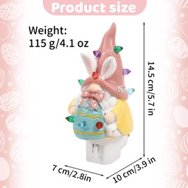 CFGPMM Easter Campfire Flickering Nightlight, Easter Night Light Plug Into Wall with Switch, LED Lamp for Hallway Stair Bedroom Easter Decoration (Pink Gnome)