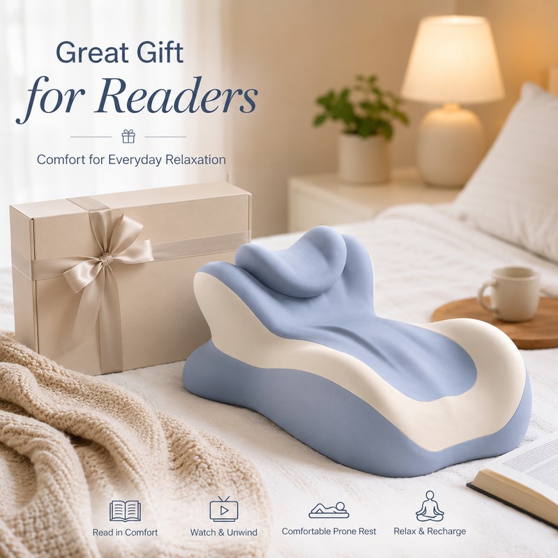 Memory Foam Prone Reading Pillow for Bed – Multi-Position Support