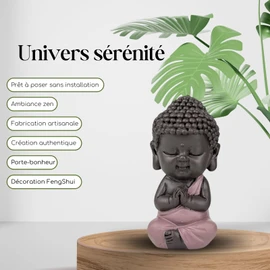 Baby Buddha Statue Pink Toge - Inspirational and Cheerful Figure - Positive Lucky Charm Concentration - Cute and Spiritual Gift Idea - Height 7 cm - Zen'Light