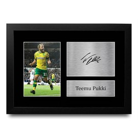 HWC Trading Teemu Pukki Norwich City Gifts Printed Signed Autograph Picture for Fans and Supporters - A4 Framed