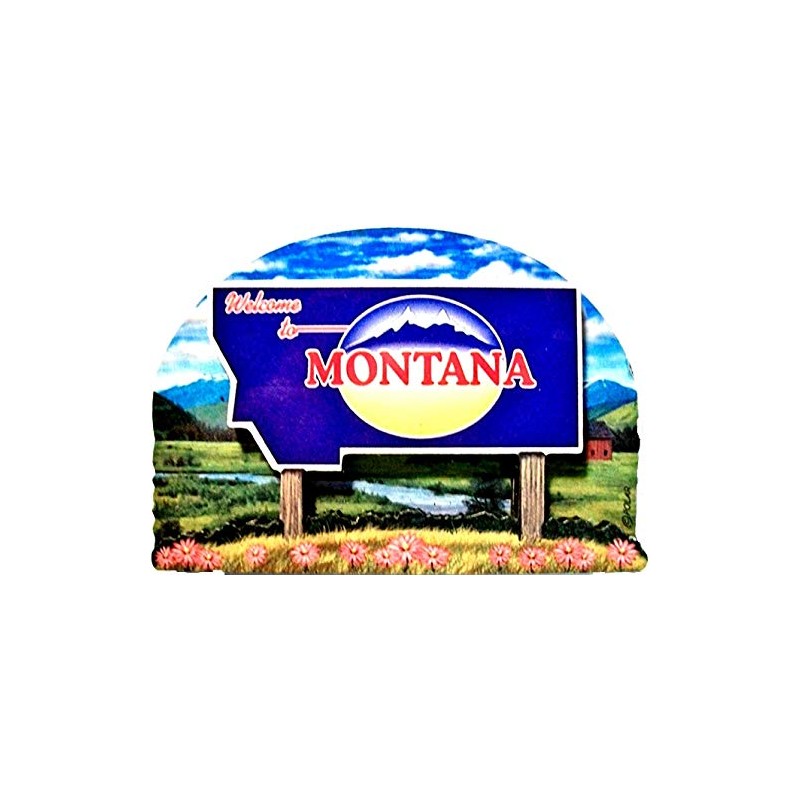 Montana State Welcome Sign Wood Fridge Magnet 2