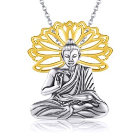 VENACOLY Buddha Necklace Sterling Silver Buddha Pendant Buddha Mother's Day Jewellery for Women Mum