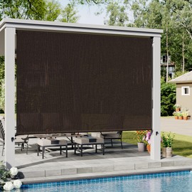 VICLLAX Outdoor Roller Shade, Patio Cordless Roll Up Shade 7x8FT, Mocha