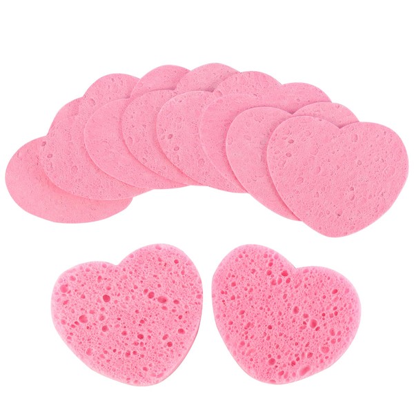 Nynkyon 10 PCS Compressed Facial Sponges Professional, Heart Shaped Cellulose